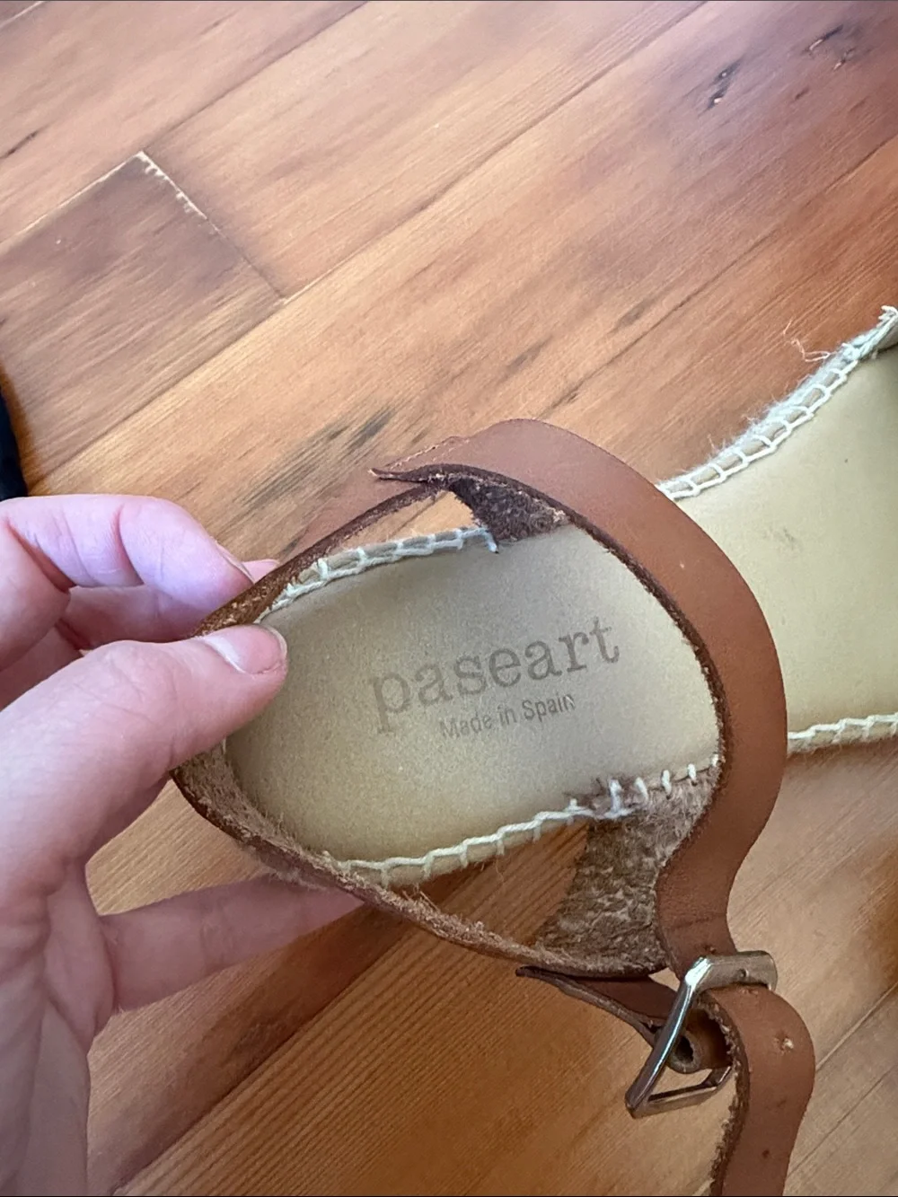 Paseart Taupe leather espadrilles with braided rope flatform Size 40